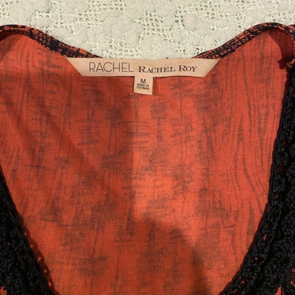 Rachel Roy Maxi Dress Size M | Burnt Orange & Black | Crocheted Collar | Pockets - Picture 9 of 11